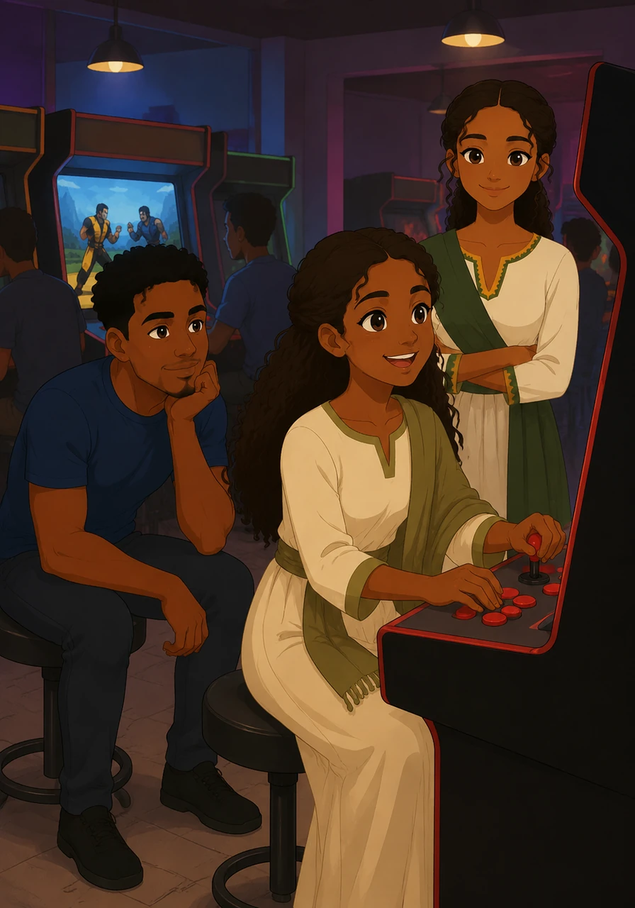 Dezu begins visiting the Gamezone often, her eyes sparkling with joy as she challenges others to matches of Mortal Kombat. Novel finds himself mesmerized by her, realizing she is the purest person he has ever met, possessing a heart of gold that sees only the good in the world.