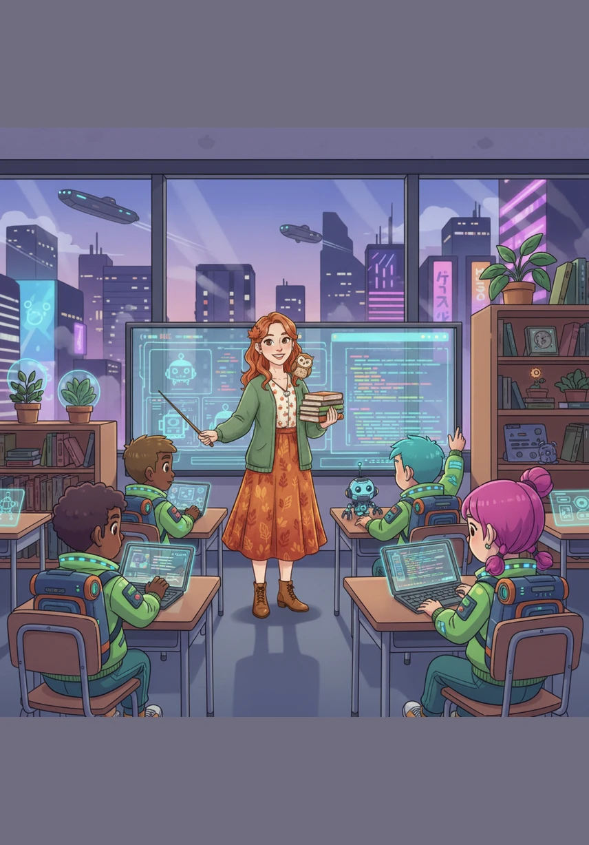 Using two funny hand puppets, a cat and a dog, Ms. Maple demonstrates a simple conversation about feelings. The classroom fills with laughter as the dog puppet asks, How are you? and the cat puppet replies, I am happy!