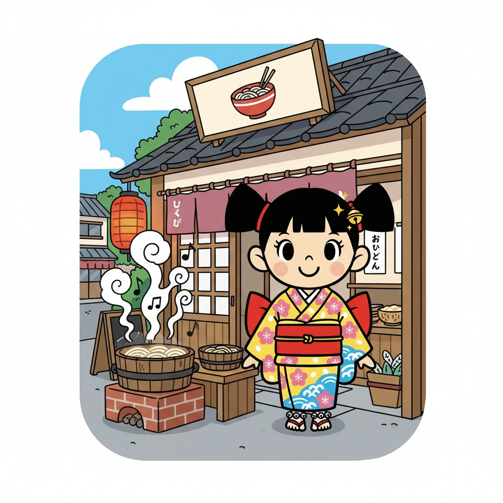 One sunny morning, Urara's dream came true! She opened her shop, 'Urara's Udon,' with a big smile and a heart full of hope. The aroma of simmering broth and freshly made noodles filled the air, promising a delightful experience.