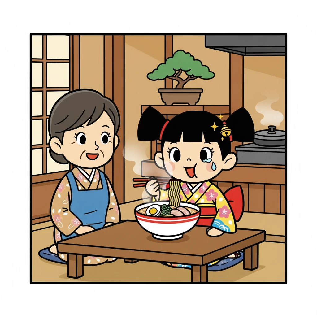 As Hana took her first bite, her eyes widened. The warmth of the broth and the perfect texture of the noodles brought a tear to her eye. The taste reflected Urara's care and effort.