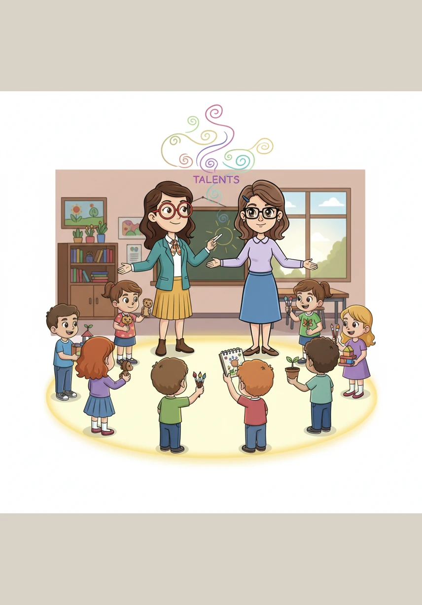 Ms. Ivonne and Ms. Adela gather all the children in a circle of light, reminding them that their unique individual talents are the strongest magic they possess.