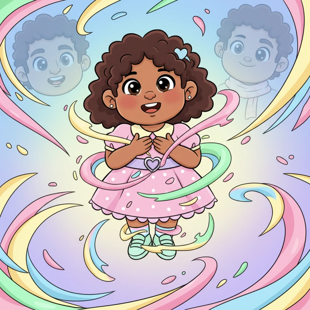 From that first video call, Rohila's heart begins to bloom. She's captivated by his gentle voice, his clear dreams for the future, and his vision for a happy life. Bright, swirling colors show her falling deeper in love, knowing in her heart that he is the one.