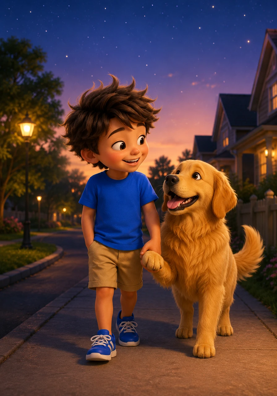 Walking home hand-in-paw under the emerging evening stars, Leo whispered a thank you to his furry best friend. It had been the most magical summer day, and they both knew many more adventures awaited them tomorrow.