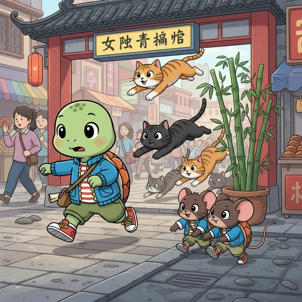 吱吱带着壳壳穿梭于城市的大街小巷，他们躲避着猫咪的追逐，穿越拥挤的地铁站。壳壳和吱吱相互帮助，克服了一个又一个困难，他们的友谊也越来越深厚。