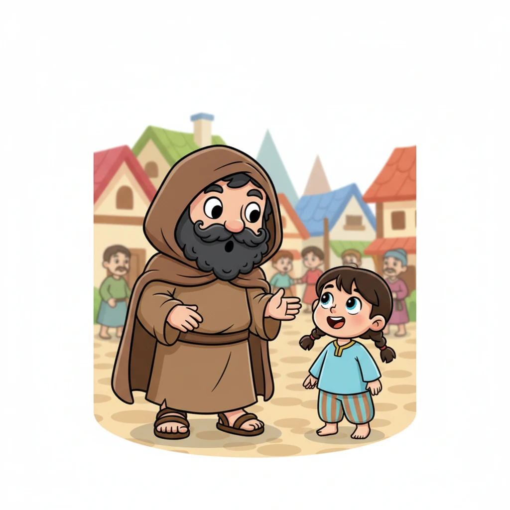 بادشاہ عادل، ایک سادہ مسافر کے بھیس میں، گاؤں کی گلیوں سے گزر رہا ہے۔ وہ لوگوں کی باتیں سن رہا ہے اور ایک چھوٹی بچی کو یہ کہتے ہوئے سنتا ہے کہ رحیم چچا سب سے زیادہ عقلمند ہیں۔ بادشاہ حیرانی سے بچی کی طرف دیکھتا ہے۔