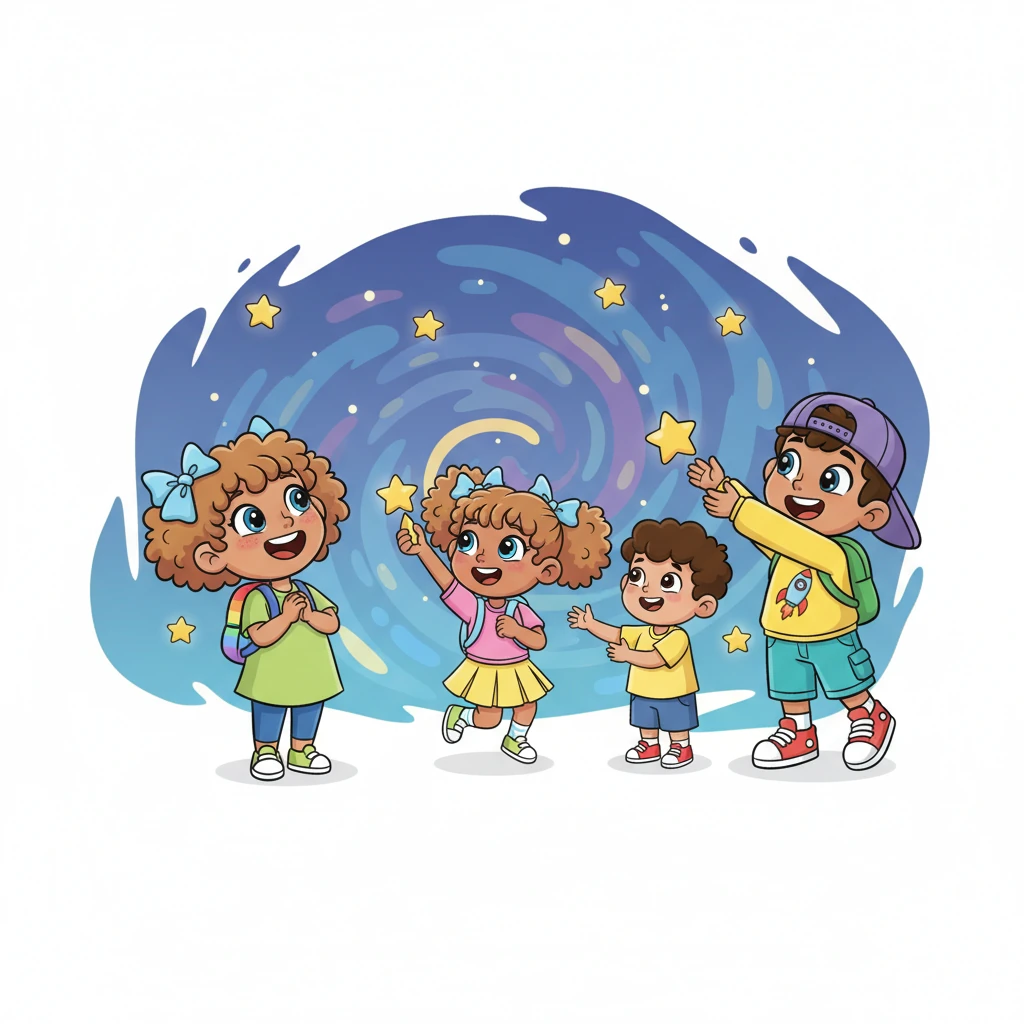 A wide, happy grin spread across Pip's face as they watched their friends laugh and collect stars with newfound confidence. Helping others shine felt just as magical, and perhaps even more fulfilling, than catching all the stars alone. Pip realized their new role was truly special.