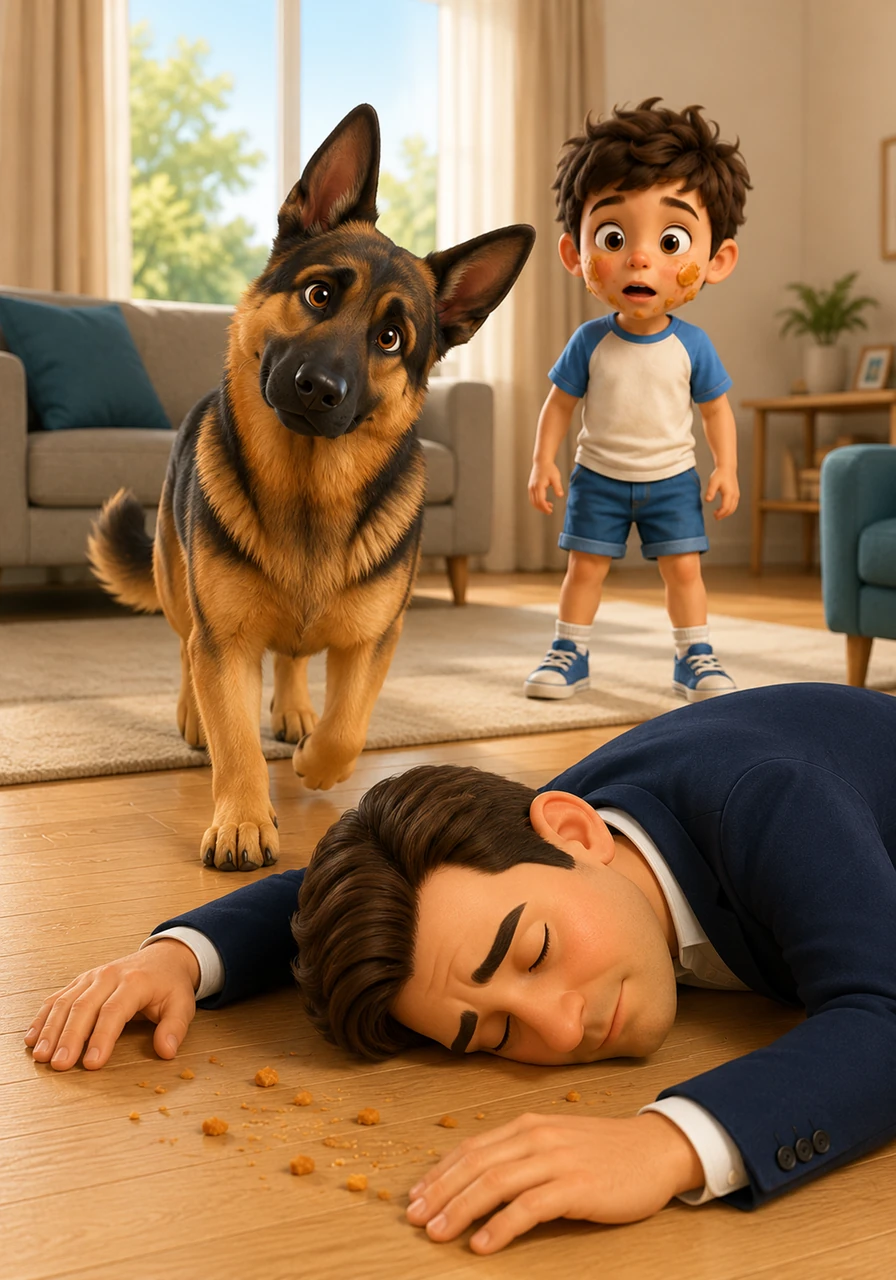 Max the German Shepherd trots into the room, his ears perked up and his nose twitching frantically. He catches the scent of his favorite treat and tilts his head in confusion, looking at his human friend lying on the floor.