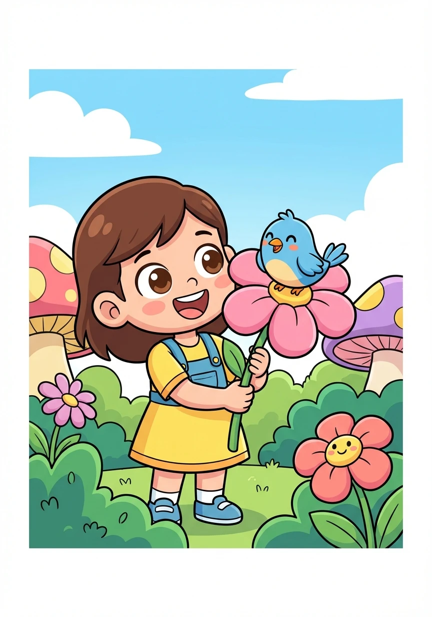 小花和小鸟成为了好朋友，她们一起在花园里玩耍，分享彼此的快乐。