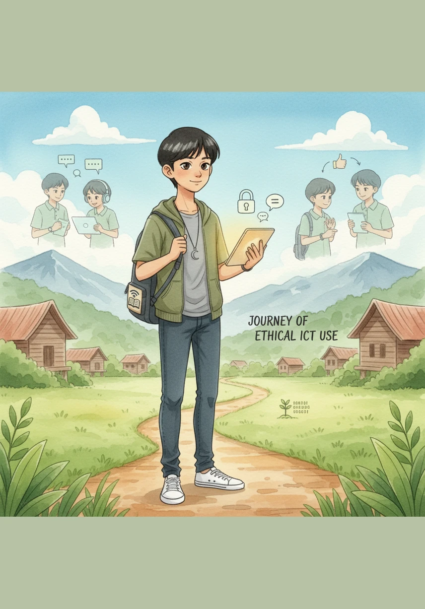 Dengan semangat baharu, Adam mula belajar menggunakan ICT secara beretika dengan sokongan daripada pihak sekolah dan keluarganya. Dia sedar bahawa setiap individu mempunyai tanggungjawab besar dalam memastikan teknologi digunakan untuk mengukuhkan hubungan sosial dan menyebarkan pemikiran sihat.