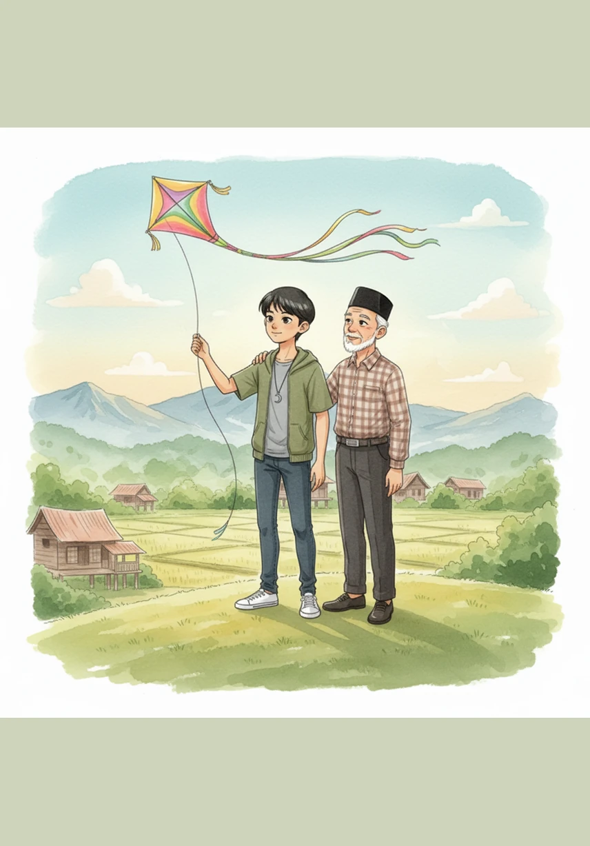 Adam kini berdiri bangga bersama Tok Wan, menyedari kepentingan mengekalkan keseimbangan antara teknologi dan budaya. Dia bertekad untuk terus menggunakan ICT secara bijak demi menghadapi cabaran masa depan dan menyumbang kepada pembangunan negara dengan identiti yang kukuh.