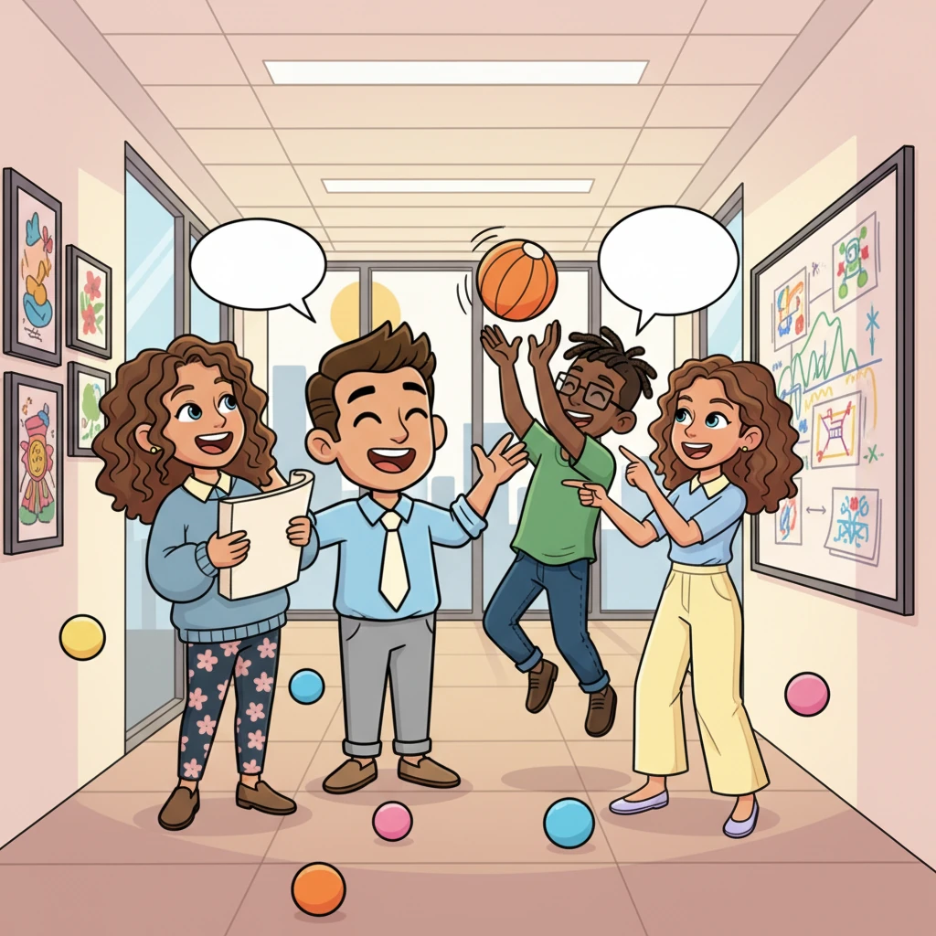 He collaborated with a lively team, their laughter echoing through the halls as they brought their imaginative concepts to life. Ideas bounced between them like colorful rubber balls, each person adding a unique, joyful twist. Leo felt a connection he hadn't realized he was missing.