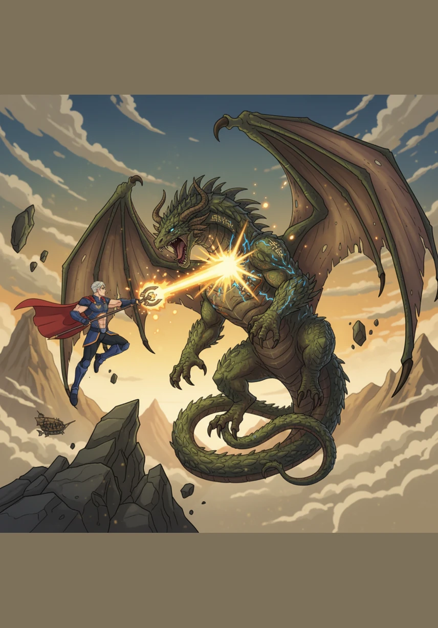 Kael fought with a wild, newfound fury, managing to strike a blow that wounded the dragon’s wing and halted its advance. Though he could not defeat the beast yet, his bravery allowed the townspeople to flee to safety before the dragon retreated into the clouds.