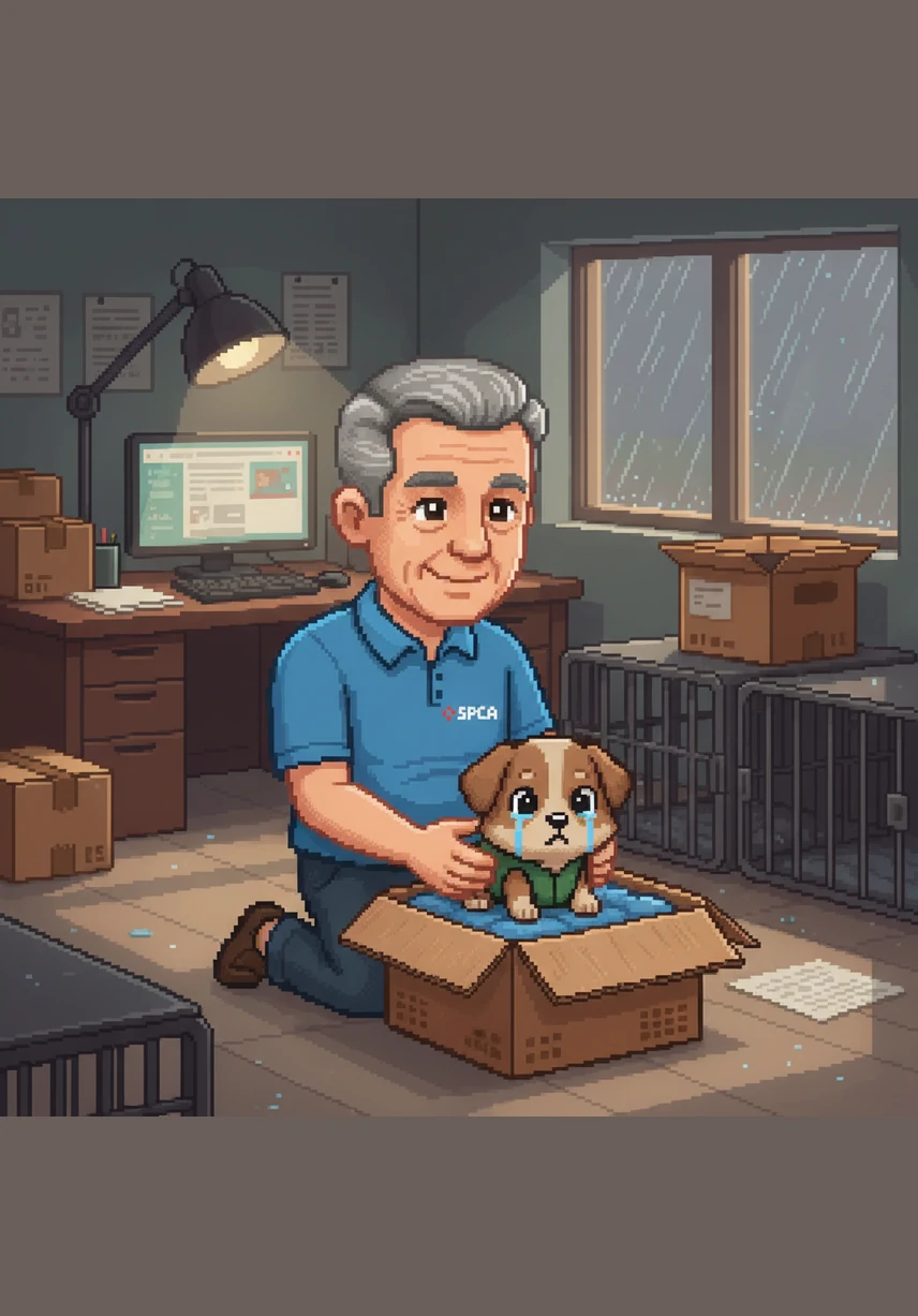 As his shift ends, David sits on a bench and looks around at the quiet shelter. He realizes that even small acts of kindness can change an animal's life for the better. His heart feels full of joy and peace.