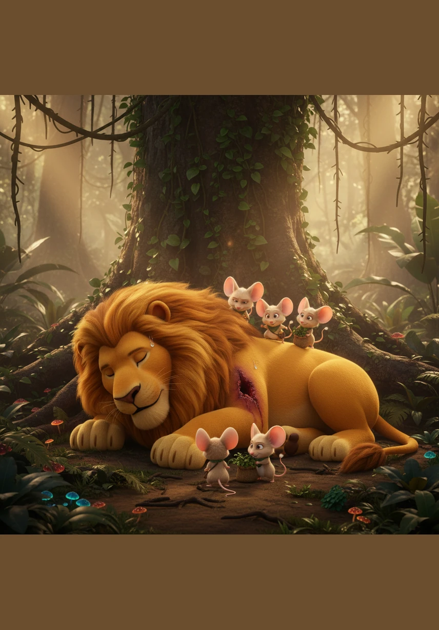 شیرو کی آنکھ اچانک کھل گئی اور اس نے غصے میں ایک زوردار دھاڑ ماری جس سے پورا جنگل لرز اٹھا۔ اس نے فوراً اپنا بھاری پنجہ بڑھایا اور ننھے چنٹو کو دبوچ لیا جو اب خوف سے بری طرح کانپ رہا تھا۔