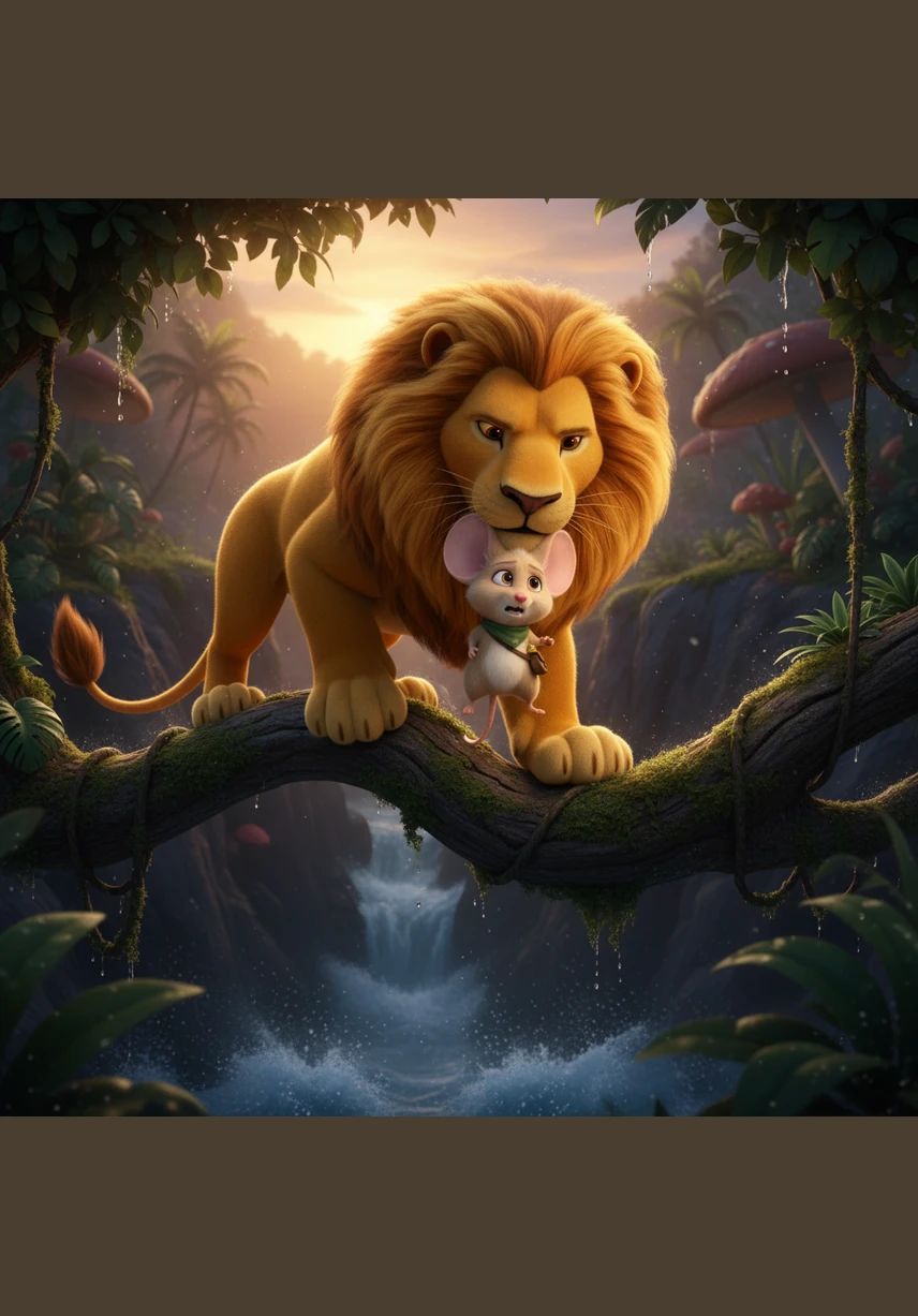 چنٹو چوہا جو قریب ہی موجود تھا، اس نے اپنے محسن کی آواز پہچان لی اور فوراً اس کی مدد کے لیے بھاگا۔ اس نے دیکھا کہ طاقتور شیر ایک جال میں قید ہے اور بہت پریشان ہے۔