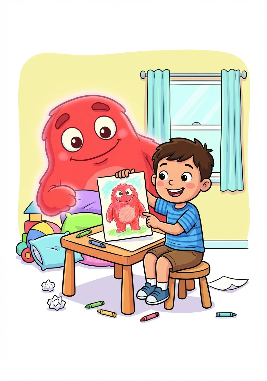 بعد الرسم، يشعر سالم بتحسن. الوحش الأحمر يبدو أقلّ شراسة الآن.