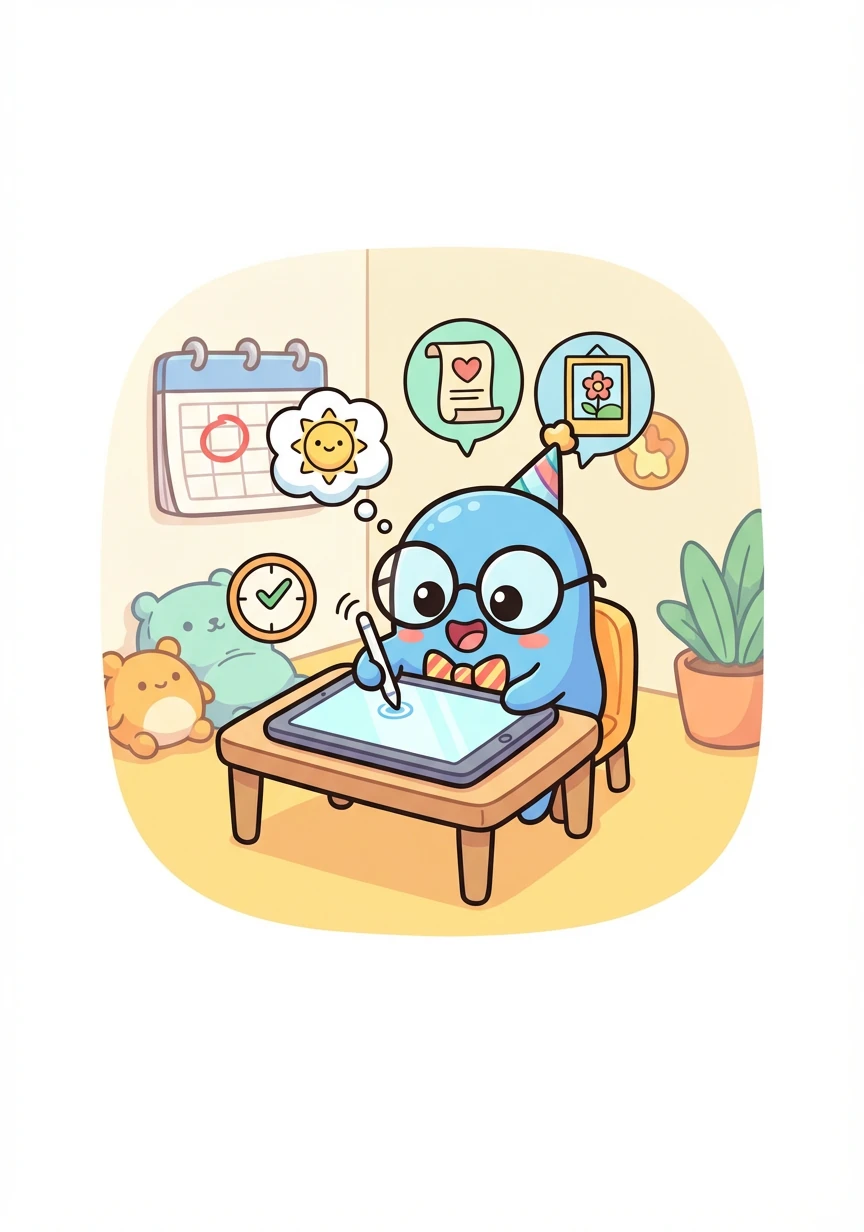 Freddie learns to schedule his posts, sharing funny jokes, inspiring quotes, and beautiful pictures at just the right time.