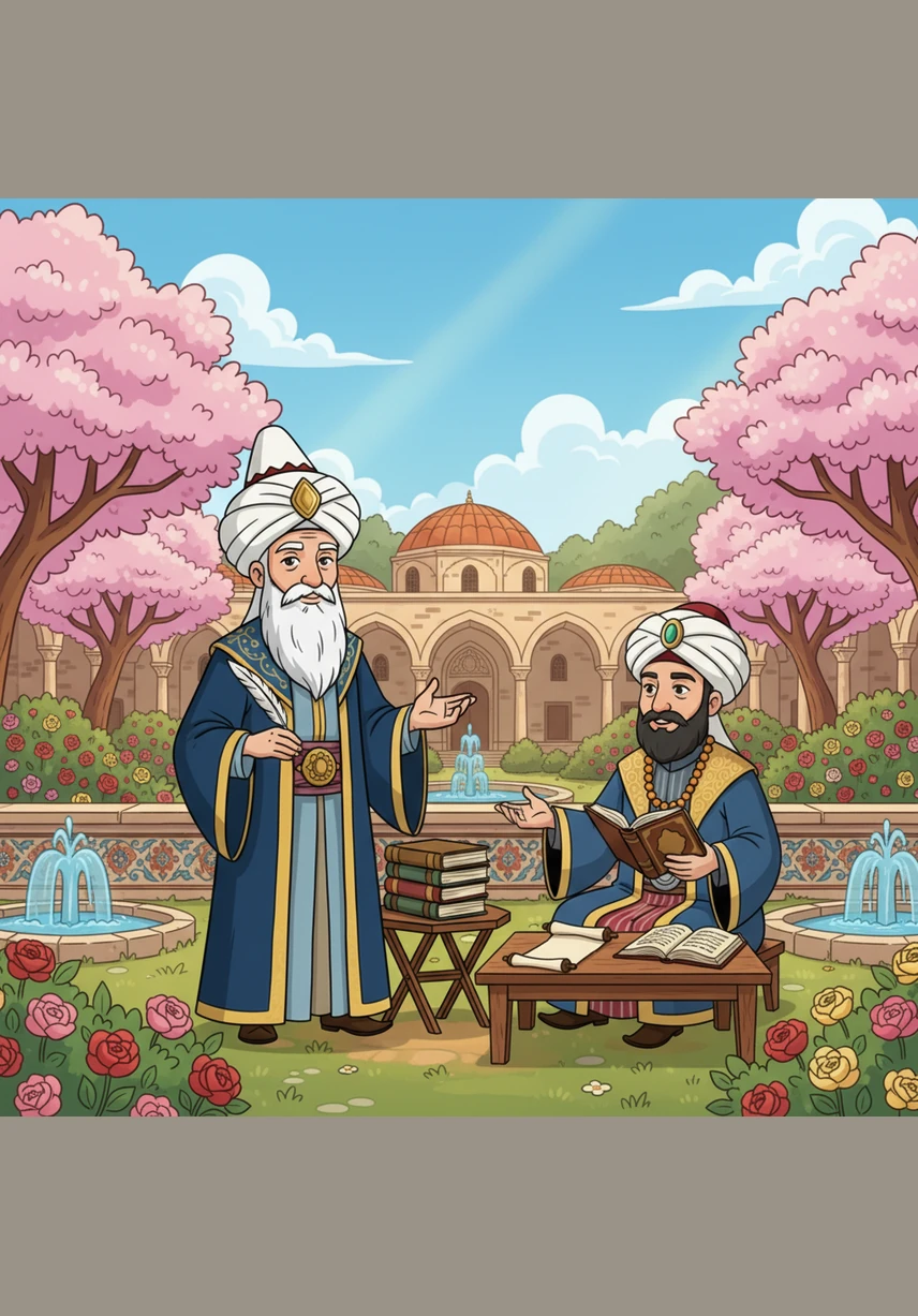 Bir bahar günü medresenin çiçekli bahçesinde yürürken, Davud-i Kayseri Yusuf’a doğadaki nizamı ve insanın bu nizamdaki yerini anlattı. Yusuf, hocasının bilge rehberliğinde kendi iç dünyasındaki kapıların tek tek açıldığını ve ruhunun olgunlaştığını hissediyordu.