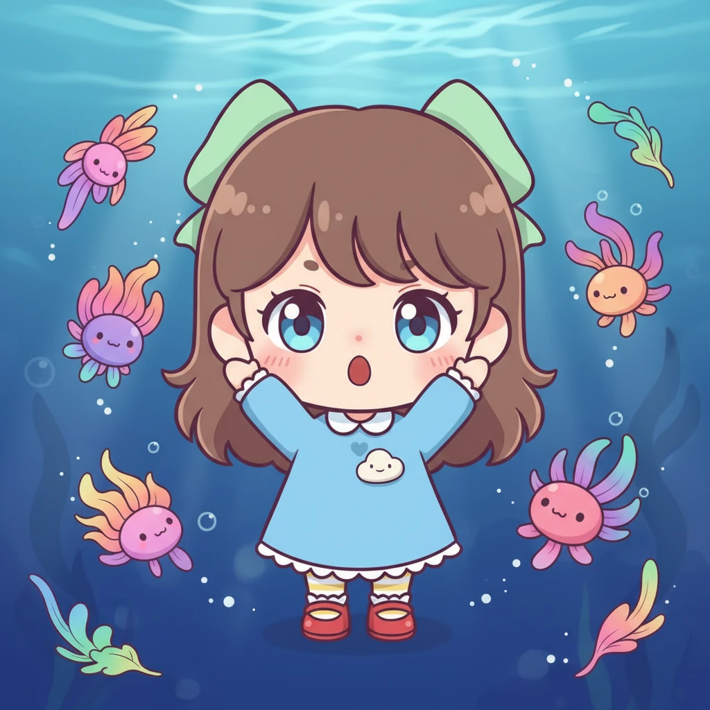 Queste piccole forme di vita si evolvono, diventando più complesse e colorate, come adorabili piantine che ondeggiano sott'acqua. Aurora fa una piccola "o" di sorpresa con la bocca, le sue corte braccia fanno un lento movimento ondeggiante.