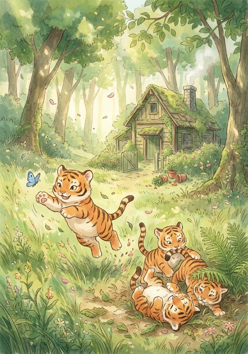 小老虎渐渐长大,开始展现出他“小霸王”的本色。他喜欢追逐蝴蝶,扑倒小草,还经常和兄弟姐妹们打闹嬉戏,把家里闹得鸡飞狗跳。