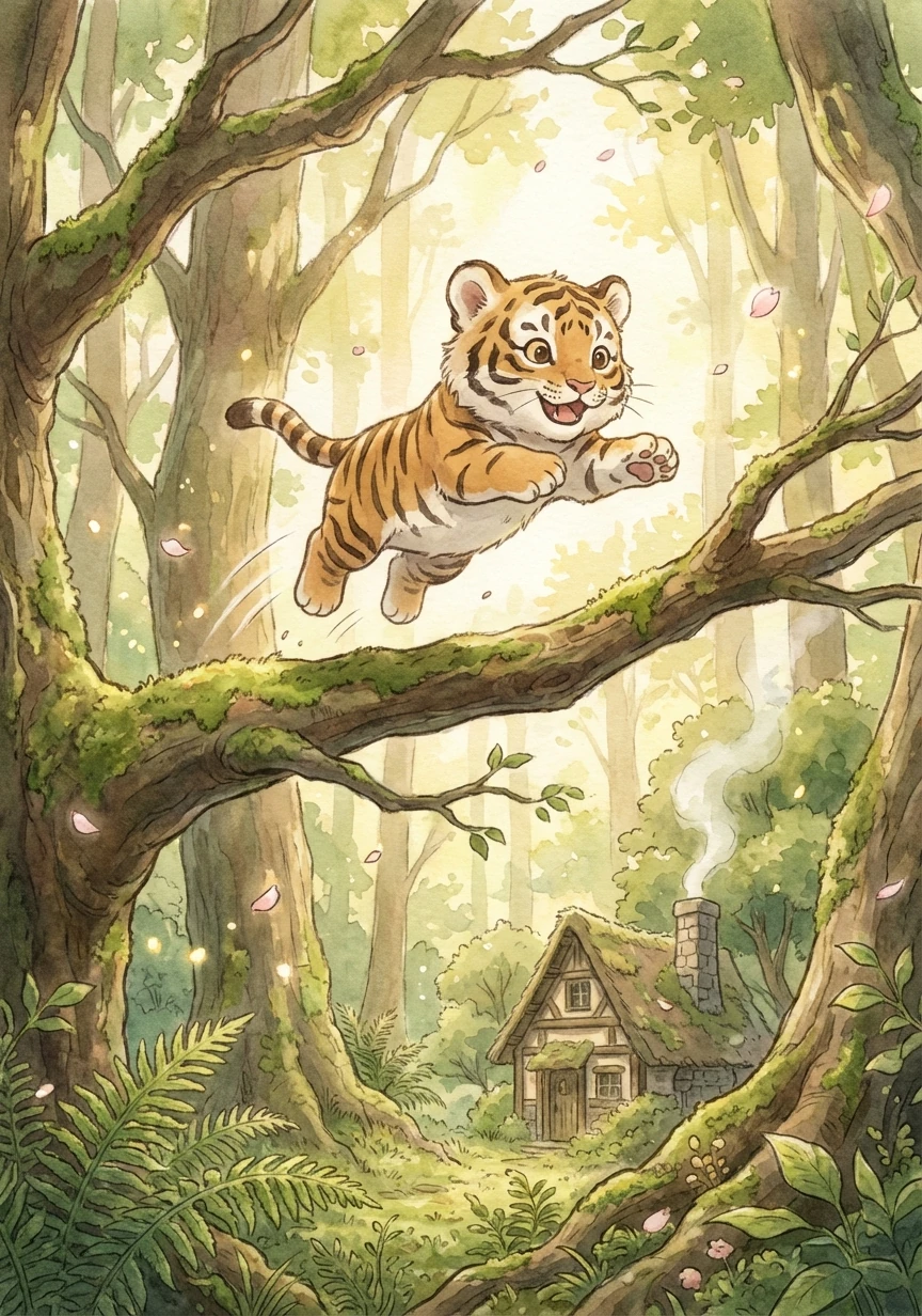 经过一段时间的练习,小老虎终于掌握了爬树的技巧。他像一只灵活的小猴子,在树枝间跳跃穿梭,尽情享受飞檐走壁的乐趣。