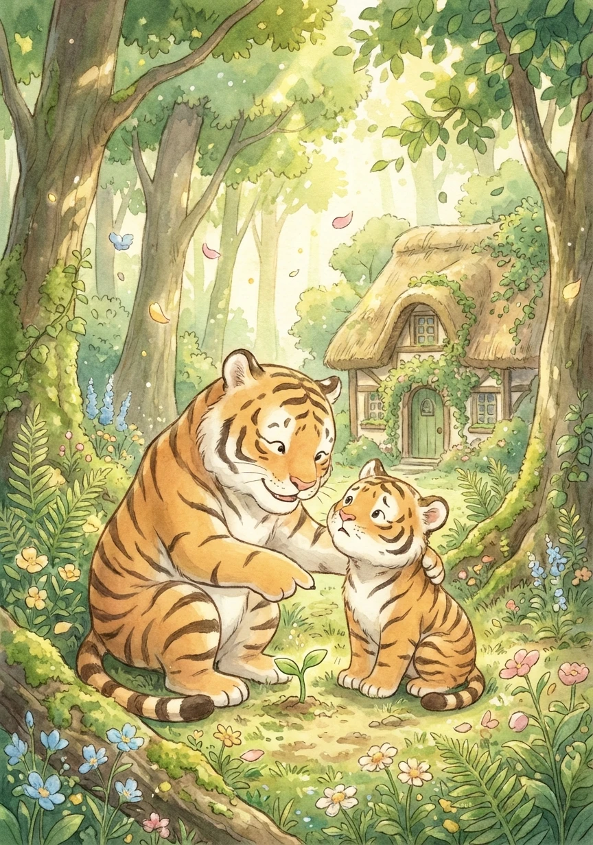 妈妈看出了小老虎的忧虑,她温柔地告诉他,成长就是一个不断学习和进步的过程,只要坚持努力,就一定能够克服困难。