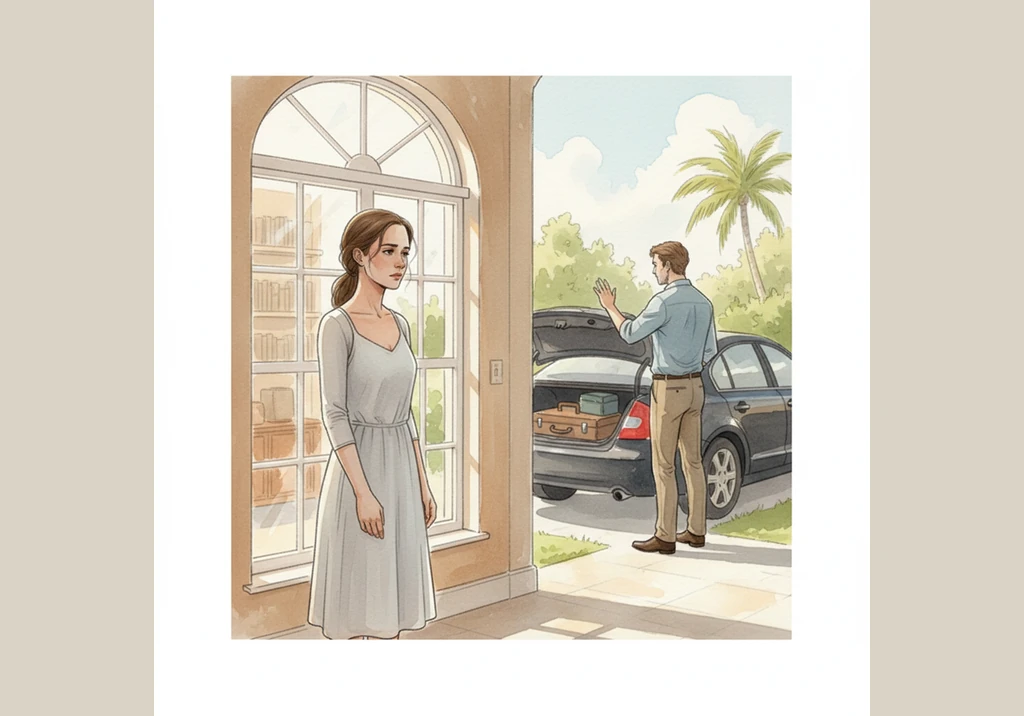 Savannah stands by the window of her sun-drenched Florida home, watching her husband Bob pack his car for another long business trip. The silence in t