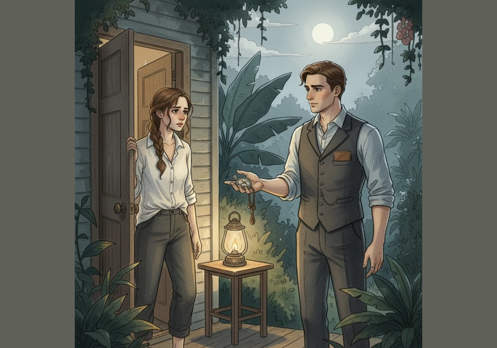 A soft knock at the door startles Savannah, and she finds Alex standing on her porch with a bottle of wine and a knowing look in his eyes. He speaks w