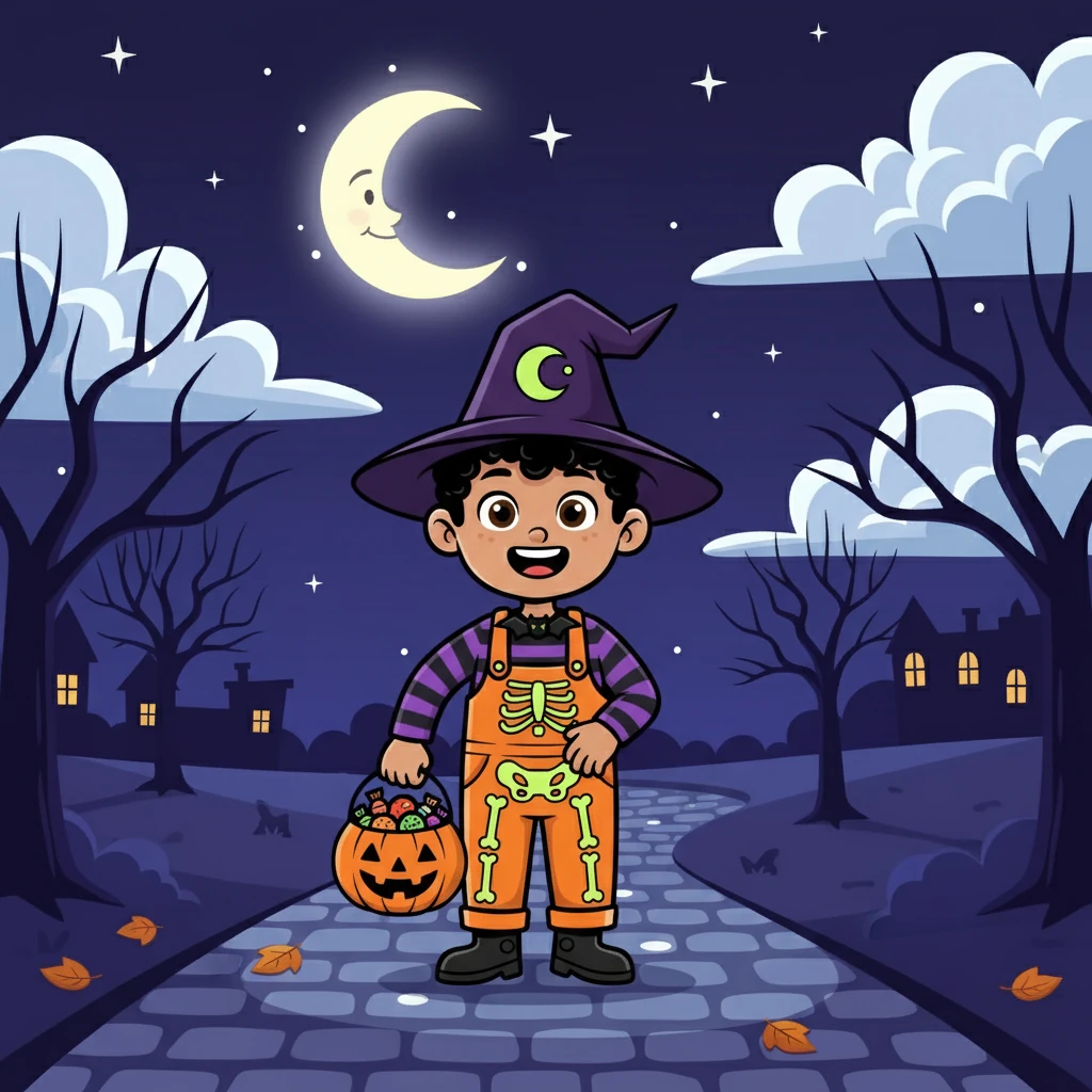 They walked home, the moonlight guiding their way. They talked about all the fun they had and all the amazing costumes they had seen. They knew it was a Halloween night they would never forget.