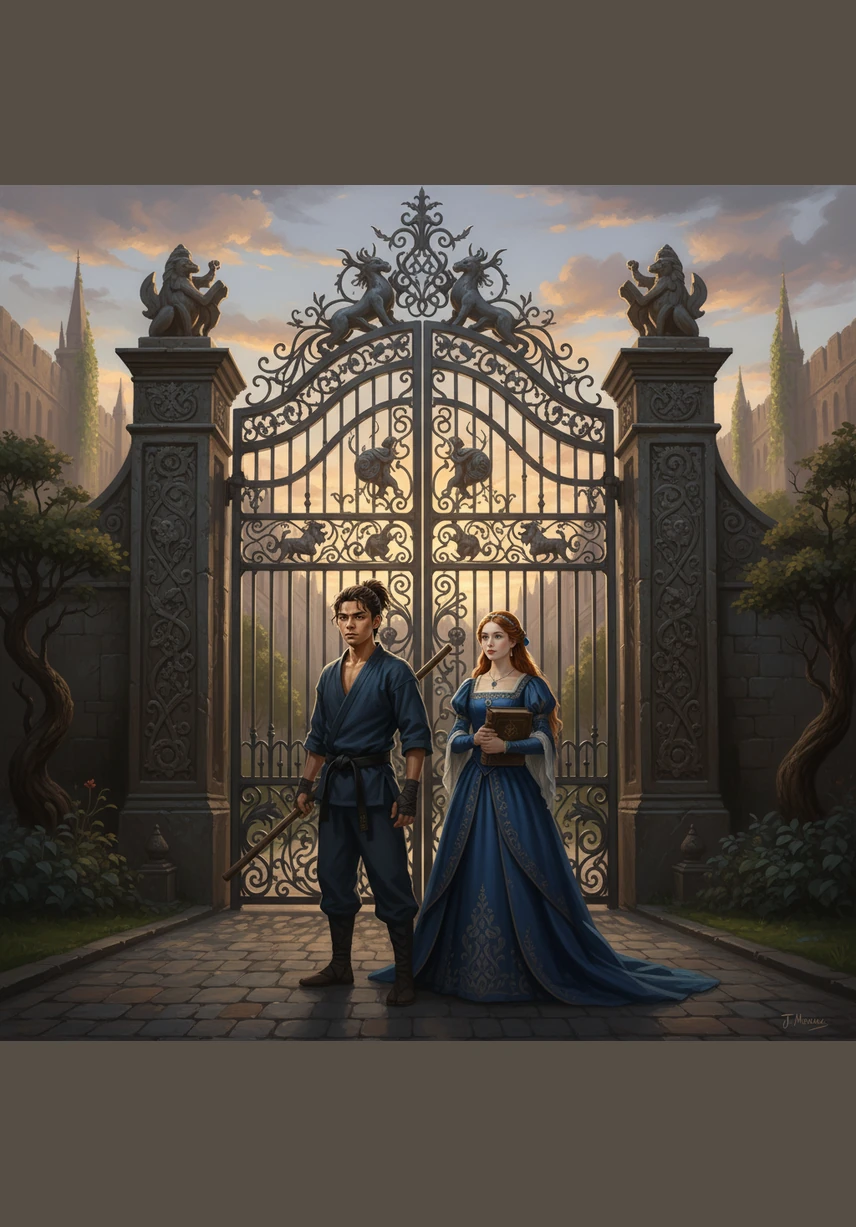 Jax and Emmy stand before the towering, ornate gates of the Academy of Covenant, their eyes filled with wonder at the floating spires and shimmering magical barriers. The air hums with ancient energy as hundreds of new students arrive, marking the beginning of an extraordinary journey into the unknown.