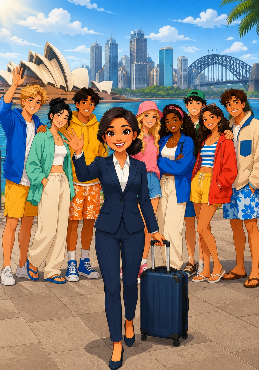 After a long flight across the world, Rubela stepped out into the bright, warm sunshine of Sydney. The towering skyscrapers blended beautifully with the sparkling blue waters of the harbor, welcoming her to her new home.