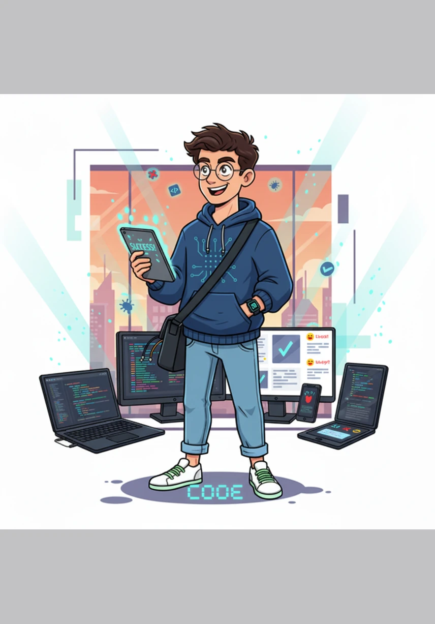 The student management dashboard is shown running on multiple devices, from laptops to tablets. It stands as a testament to the power of code and the impact of thoughtful digital design.