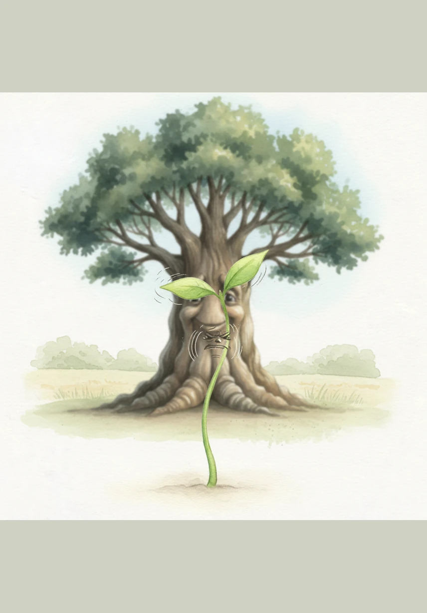 Pip tries to stretch his tiny stem as hard as he can, holding his breath until his leaves tremble with effort. But no matter how hard he tries to reach upward, he remains exactly the same size as he was the day before.