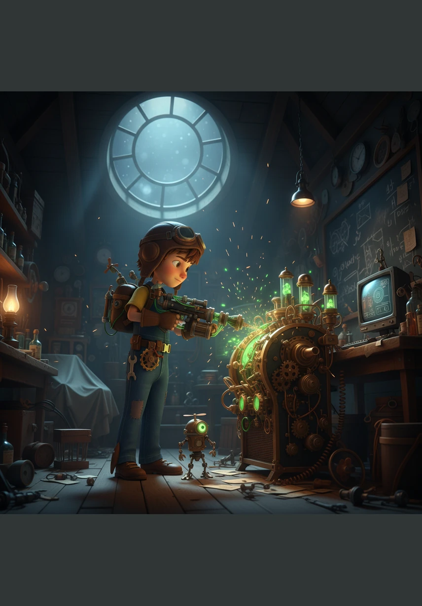 Leo sits in his room surrounded by glowing monitors and tangled wires, his eyes fixed on a vision of a world without buttons. He imagines a way to interact with his digital creations using only the air around him and the movement of his fingers.