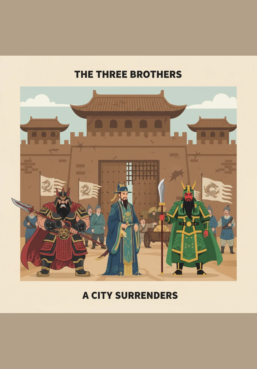 东汉末年，天下动荡不安，朝廷在城门口张贴招兵告示。刘备站在告示前，看着流离失所的百姓，忍不住发出一声长长的叹息。