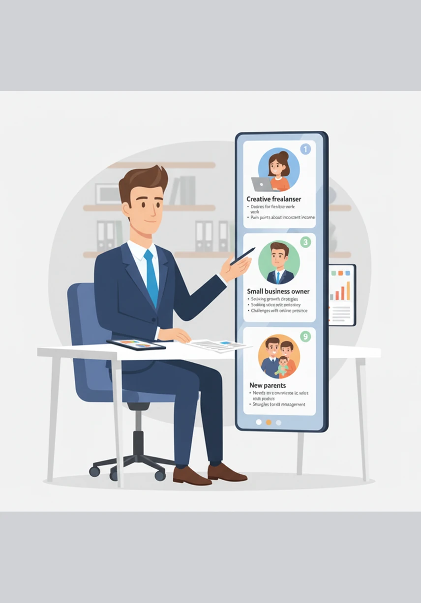 Understanding the audience is key, so Leo creates detailed customer personas to identify their specific desires and pain points. He learns that effective digital marketing is about building real connections and solving problems for his community.