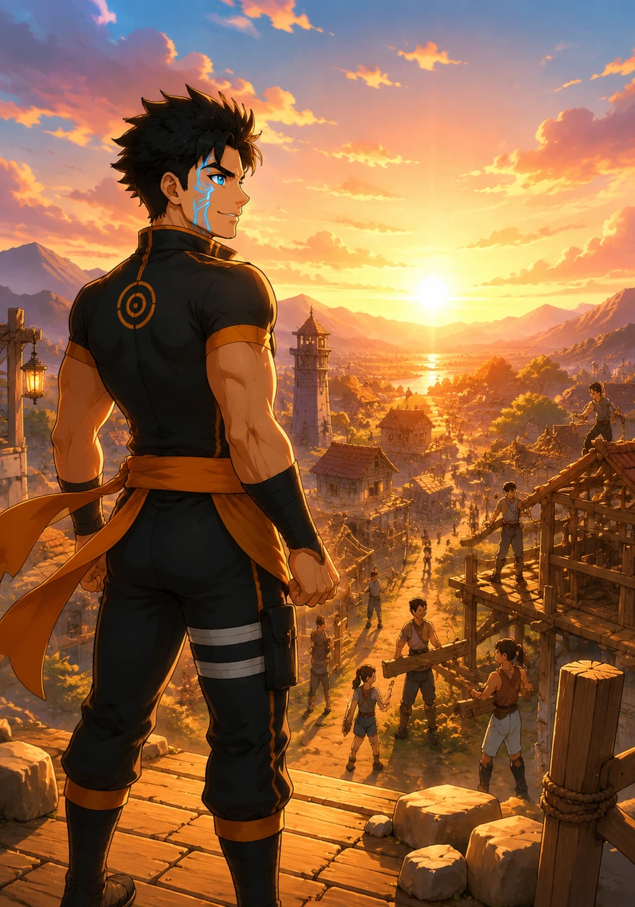 As the first light of dawn breaks over the horizon, Troy looks out at the rebuilding village with a determined smile. He is no longer just a son of legend, but a hero forged in the fires of the vortex, ready to protect the future.