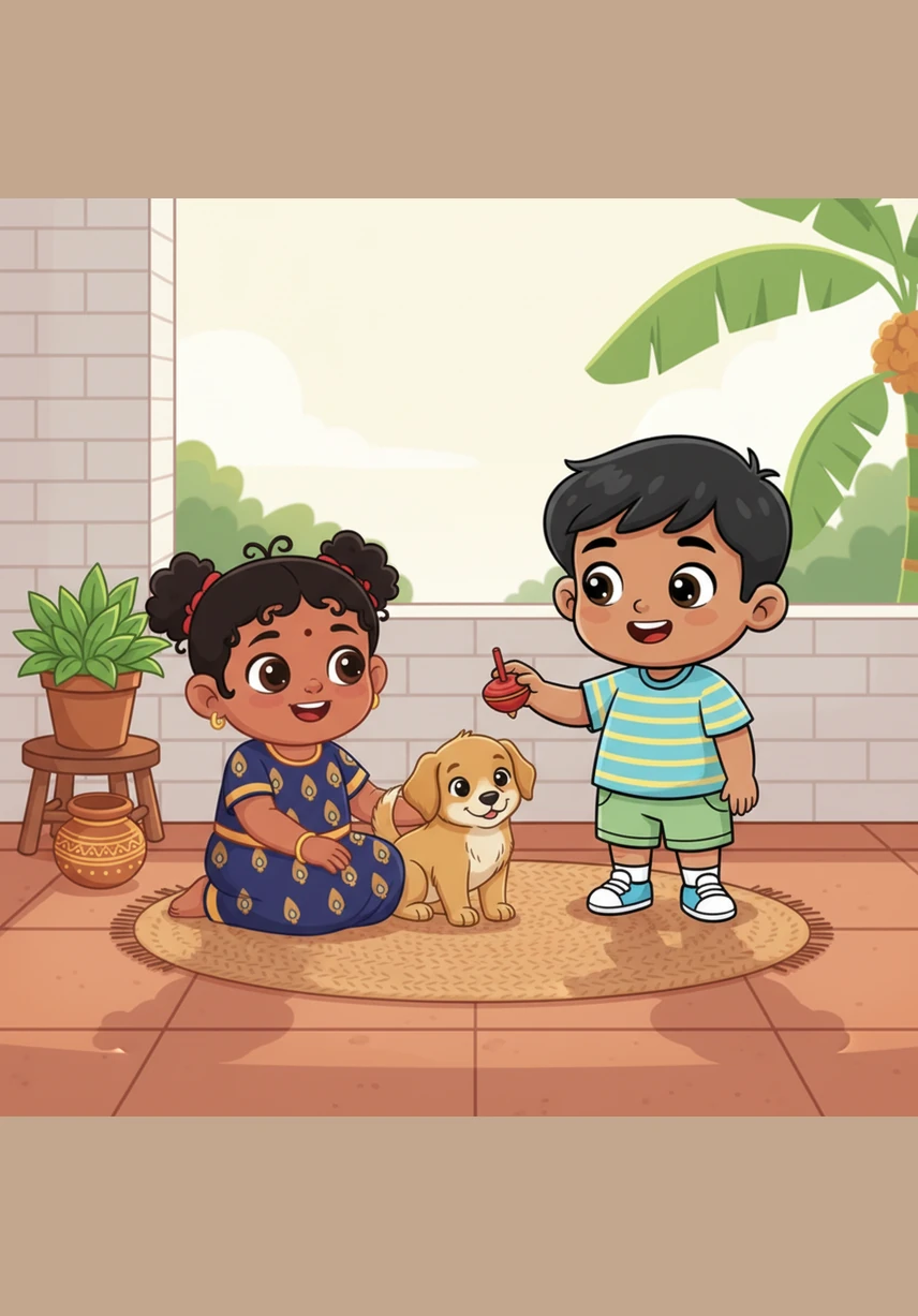 Sitting together on the porch, Kavin shares a small bowl of warm rice and curry with his furry friend. The puppy eats happily, enjoying the delicious meal and the company of its favorite human.