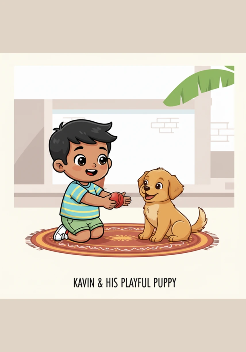 After finishing the food, the puppy affectionately licks Kavin’s hand to show its gratitude. Kavin giggles at the ticklish sensation, and the two share a look of deep, silent friendship.