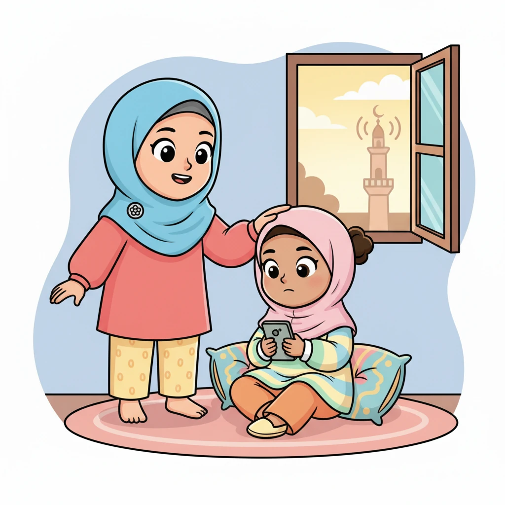 Terdengar suara adzan merdu dari kejauhan, memanggil untuk sholat Asar. Ibu Zara datang dengan lembut, mengelus rambutnya. "Zara sayang, sudah waktunya sholat," kata Ibu dengan senyum. Zara mengangguk tanpa melihat, "Sebentar lagi, Bu, sedikit lagi!"