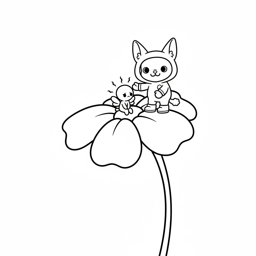 At the very top of the towering flower, Lulu finds a tiny, glowing creature. It looks like a little star with delicate wings. The creature is sitting sadly, its light dim and flickering.
