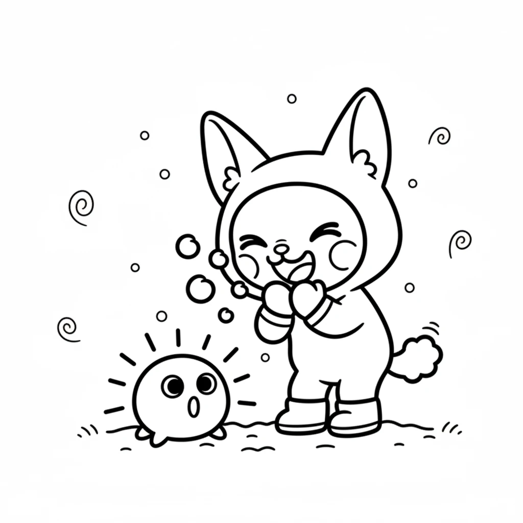Lulu offers a warm, bubbly giggle, a sound like tiny bells. The little creature looks up, surprised, and a spark of its light returns. Lulu giggles again, and the creature's glow grows brighter, happy to share joy.