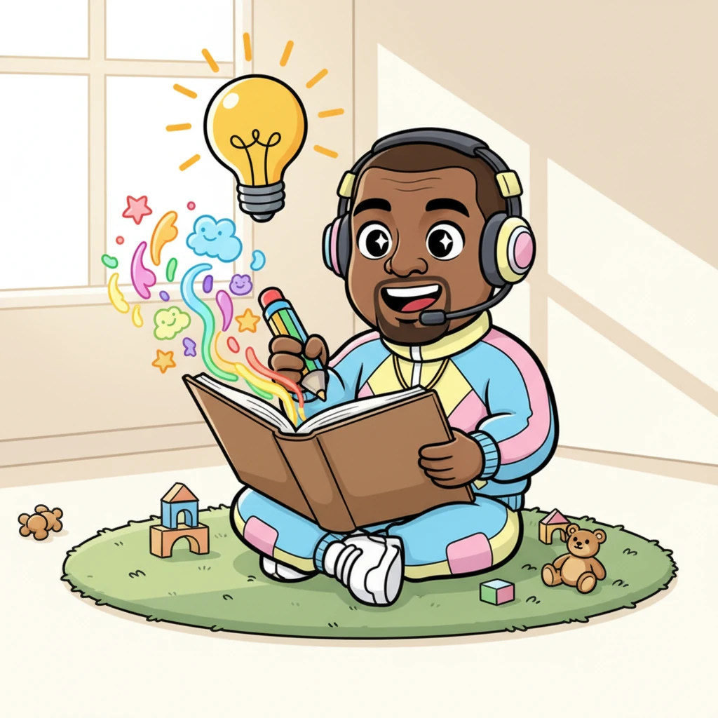 One sunny morning, a brilliant idea popped into Kai's head like a bright lightbulb! He grabbed his biggest sketchbook and started drawing swirling lines and happy faces. He imagined a game unlike any other, a game for everyone.