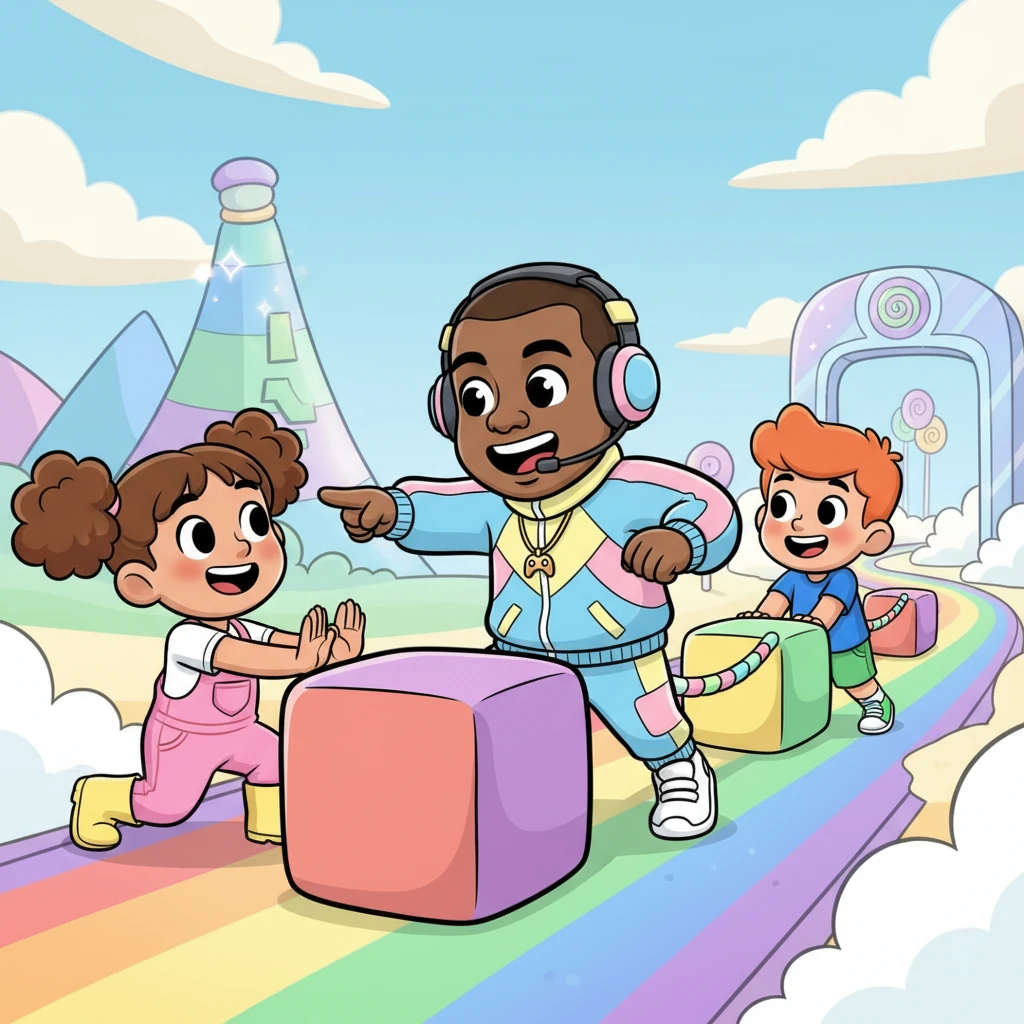 This game wasn't about winning; it was about working together! To move forward, Pip had to help Lily, and Lily had to help Kai. They learned to share, laugh, and cheer for each other, making the game even better.