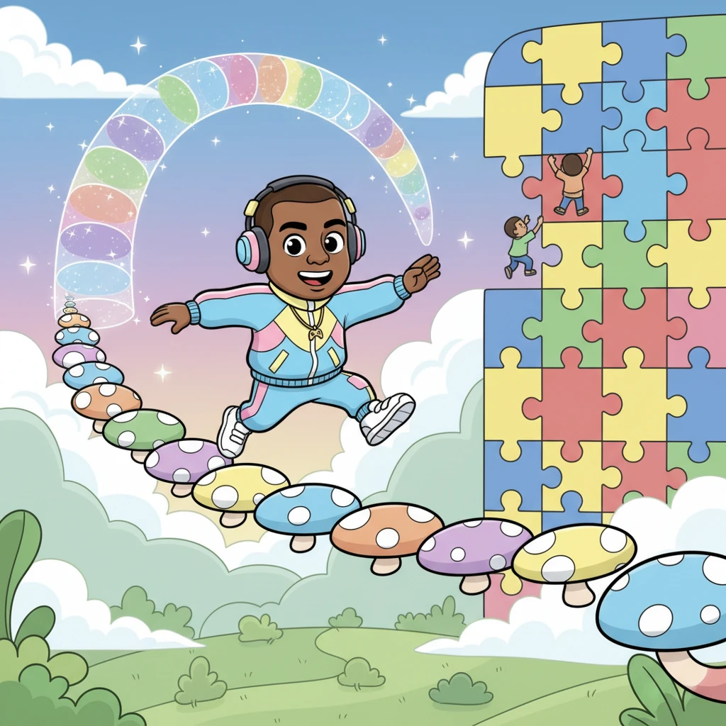 Inspired by everyone's smiles, Kai decided to add new, fantastical levels to his game. He built bouncy bridges, sparkling tunnels, and a giant puzzle wall, all designed to encourage even more amazing teamwork.
