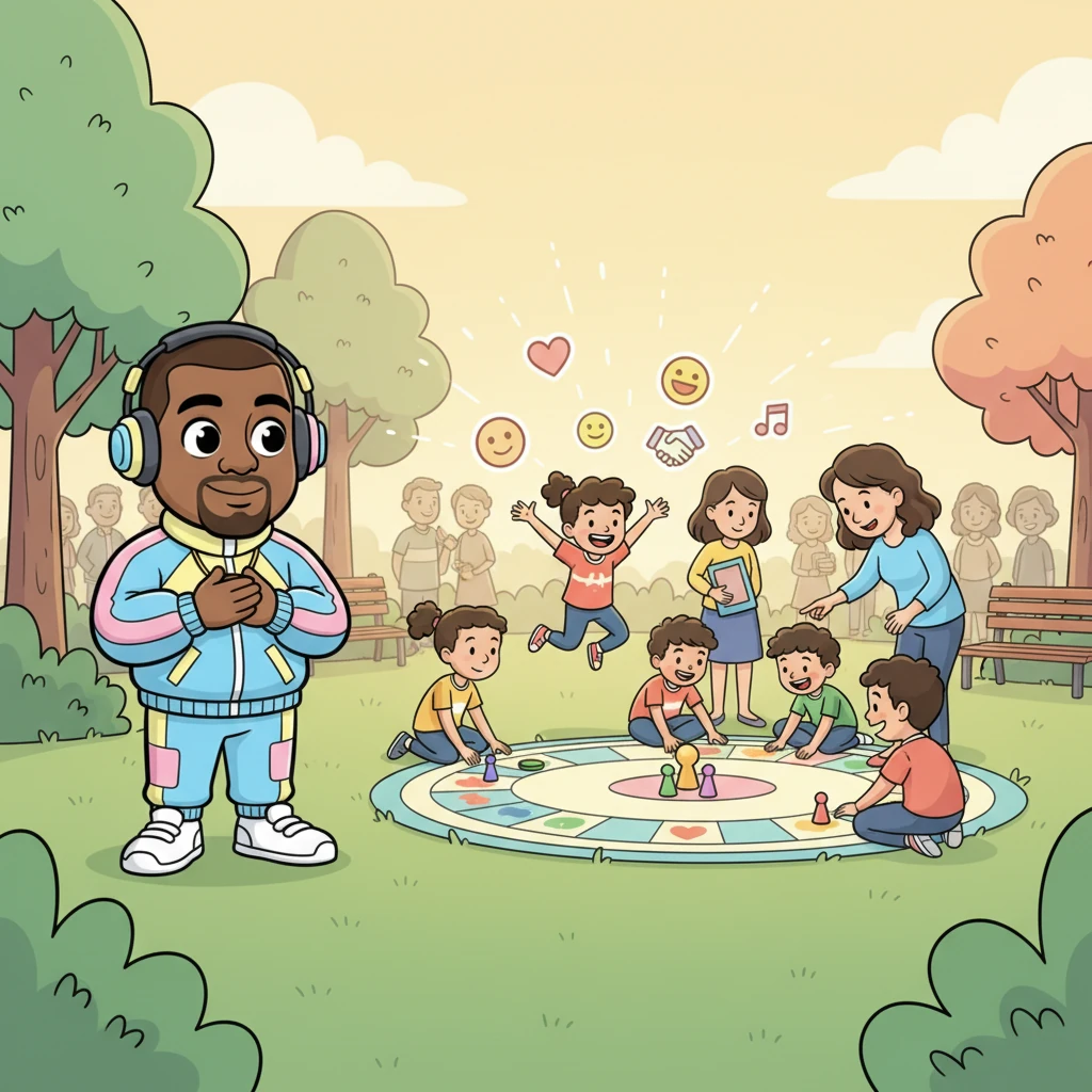 Kai watched from afar, a warm feeling blossoming in his chest. He hadn't won a trophy, but he had created something far more precious: joy, friendship, and a united community. His game was a true masterpiece of happiness.