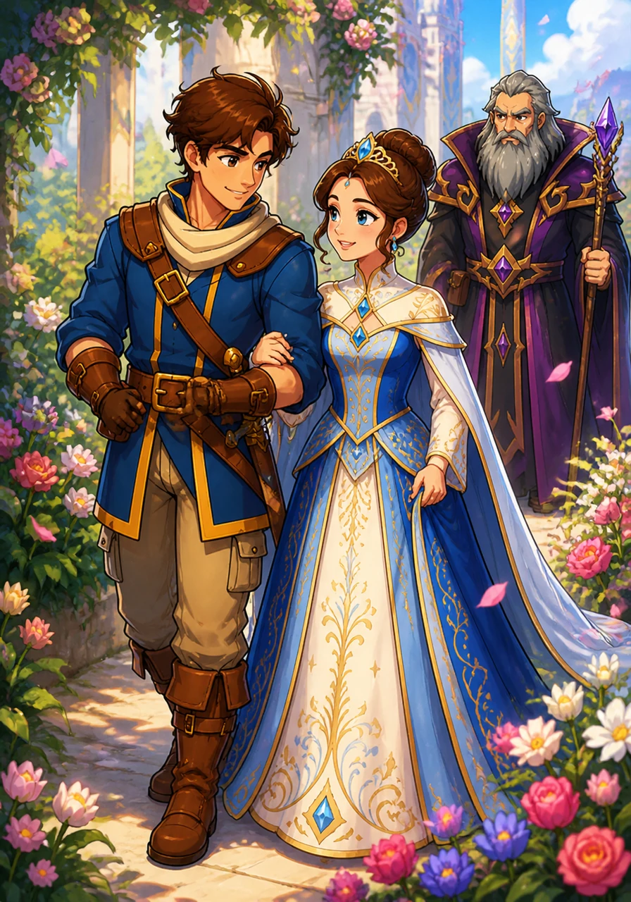 Years before, Adrian and Elena had shared a magical connection during a royal gathering, their laughter echoing through lush gardens as they dreamed of a peaceful future. Every spring, they walked together among blooming flowers, their bond growing into a deep and enduring love with every shared word.