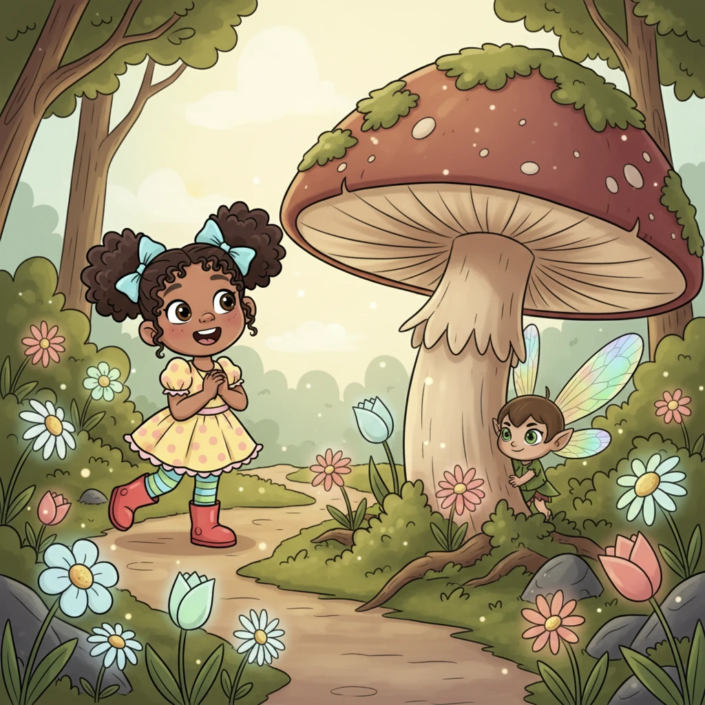 The path led Elara to a hidden clearing where ordinary flowers now glowed softly with an inner light. A tiny, mischievous sprite, its wings shimmering, peeked out from behind a giant, moss-covered mushroom, a clear sign that Lumina's magic was stirring.