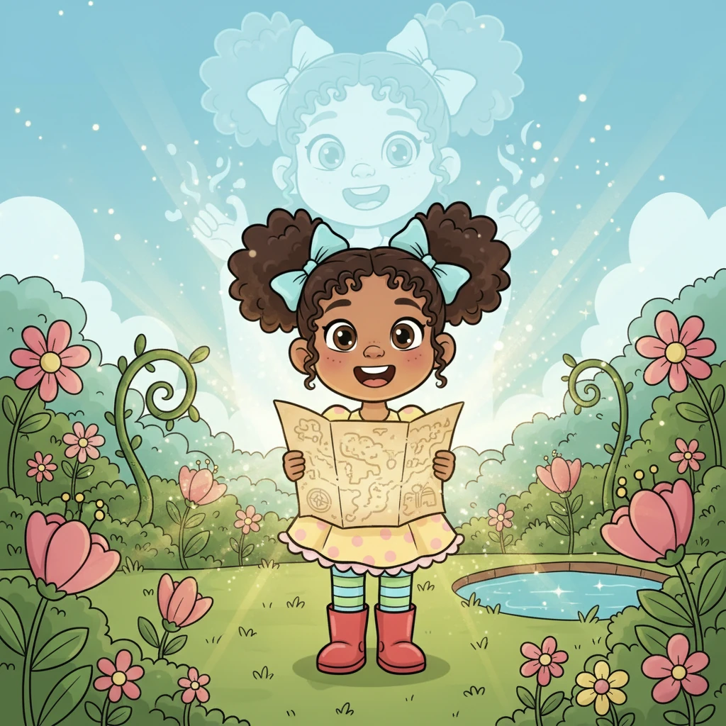Elara smiled, her heart full of hope, as she held the glowing map, realizing her belief was already bringing a little light back to the world. Rosie's encouraging voice echoed softly in her mind, and the entire garden seemed to shimmer with renewed magic.