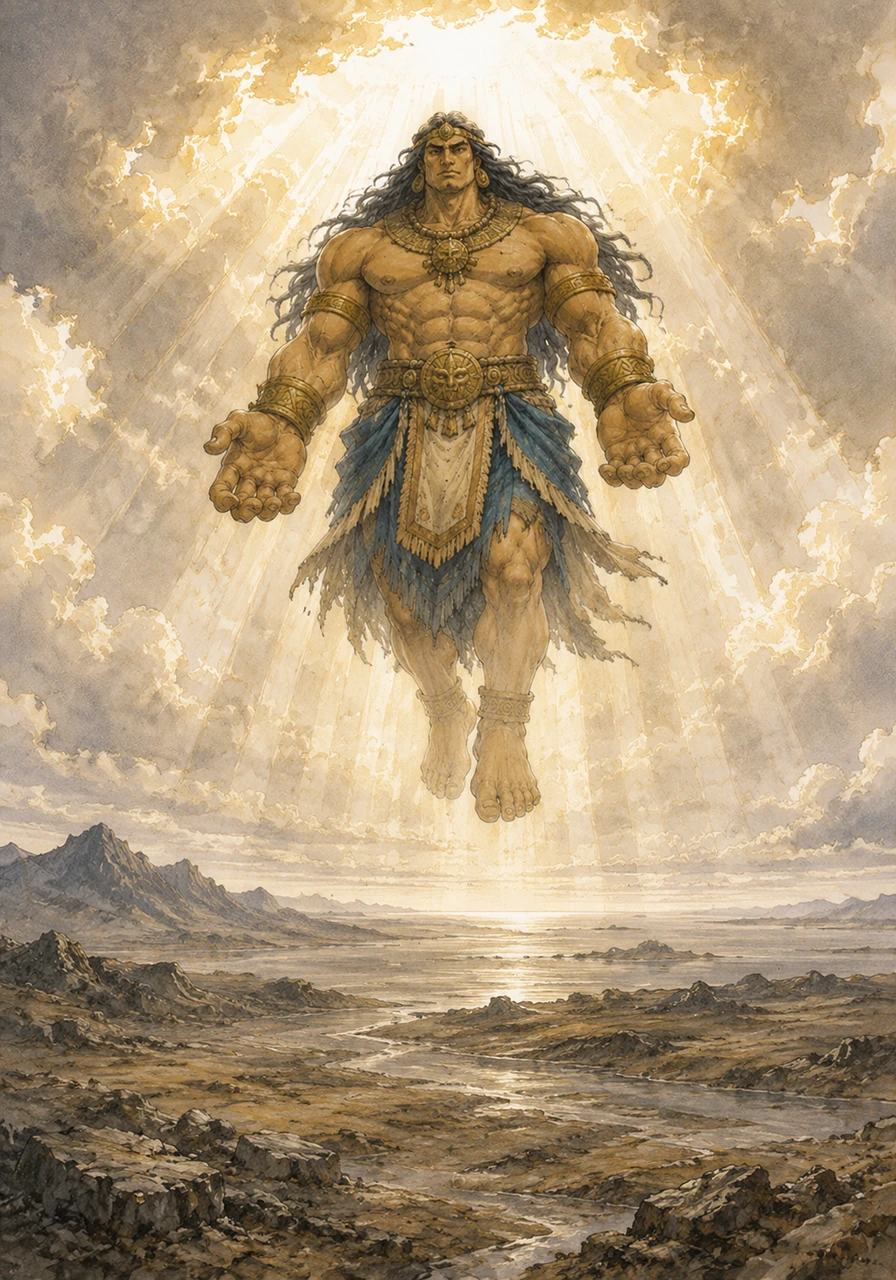Long ago, when the earth was silent and empty of people, the Great Spirit Lumawig descended from the radiant sky. He looked upon the vast, quiet lands and decided it was time to fill the world with life, movement, and voices.